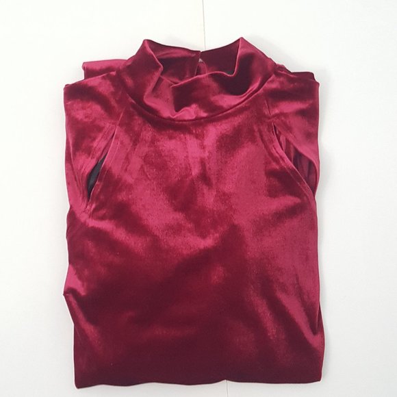 New Women's En Focus Studio Velvet Dress Burgundy Size 8 - Picture 5 of 7